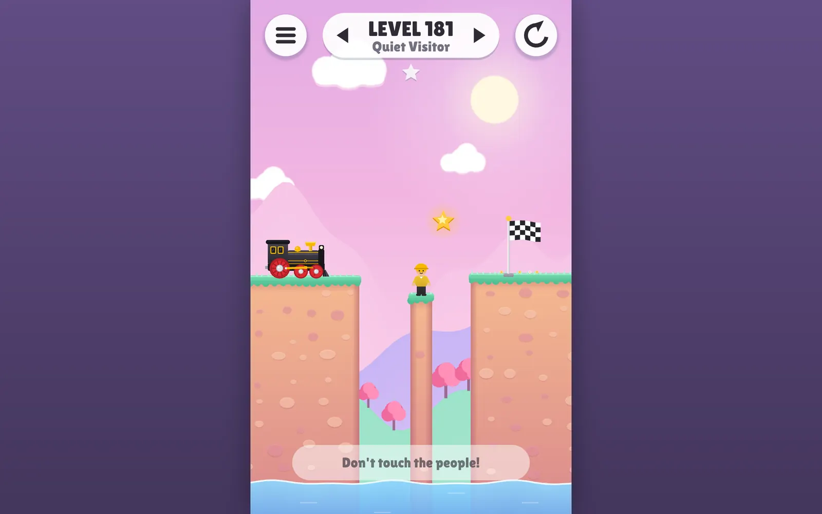 Draw Bridge in a web browser: the Candy world, level 181, with a toy person on a pillar.